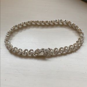 Diamond bracelet, sterling silver.
